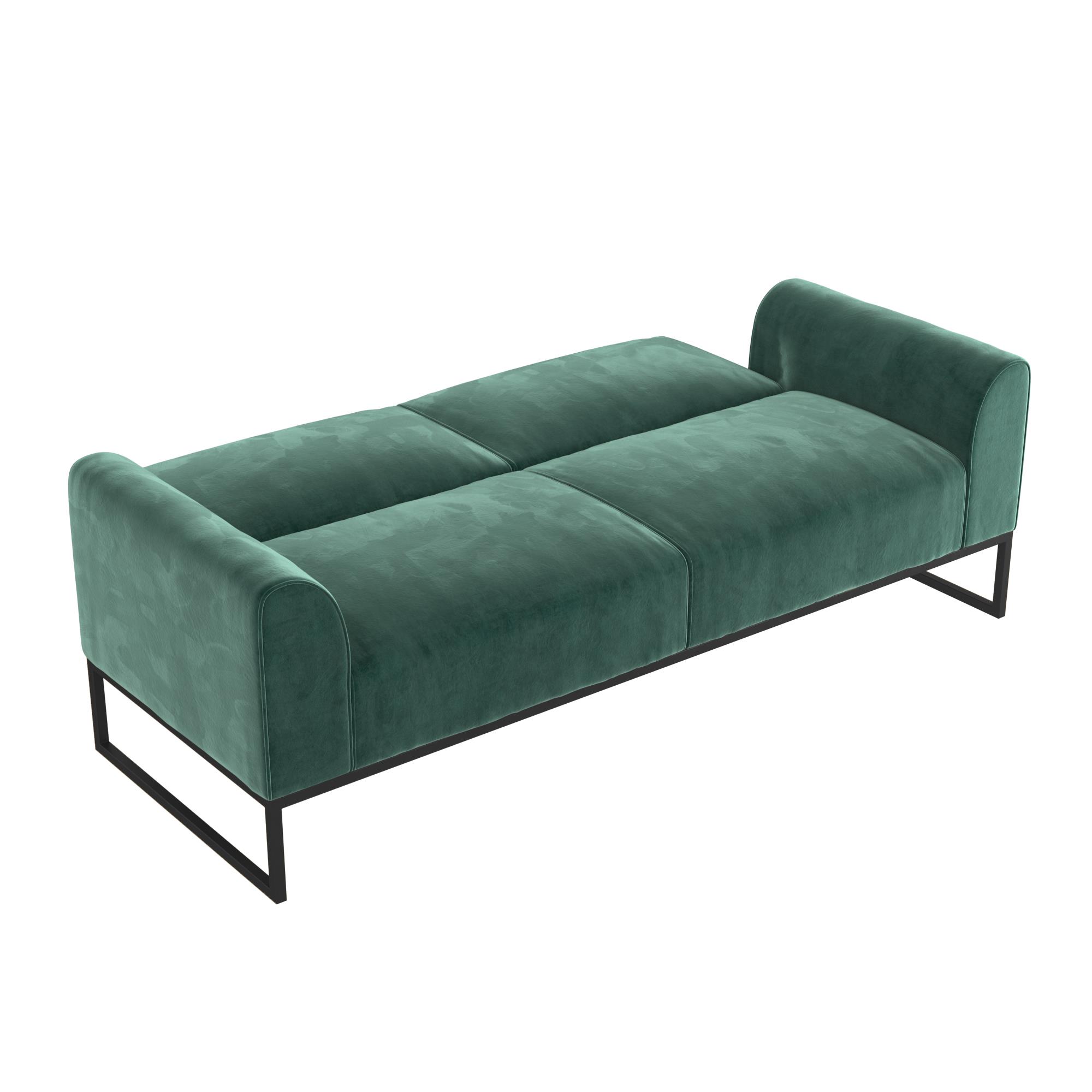 CosmoLiving Adley Coil Futon, Medium Teal Velvet with Black Metal Base