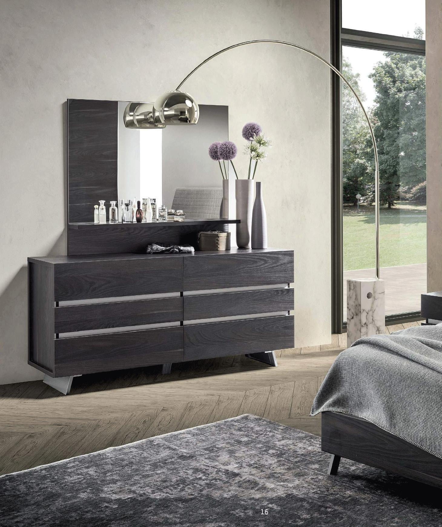 Brushed Burnt Oak Double Dresser NEWSTAR ESF Modern Contemporary Made in Italy