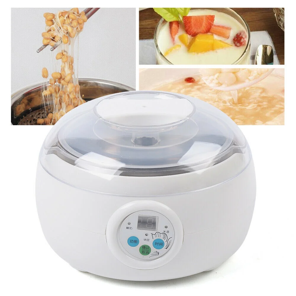 ZhdnBhnos 1.5L Yogurt Natto Machine Household Natto Yogurt Rice Wine Maker Machine Stainless Steel 15W 110V