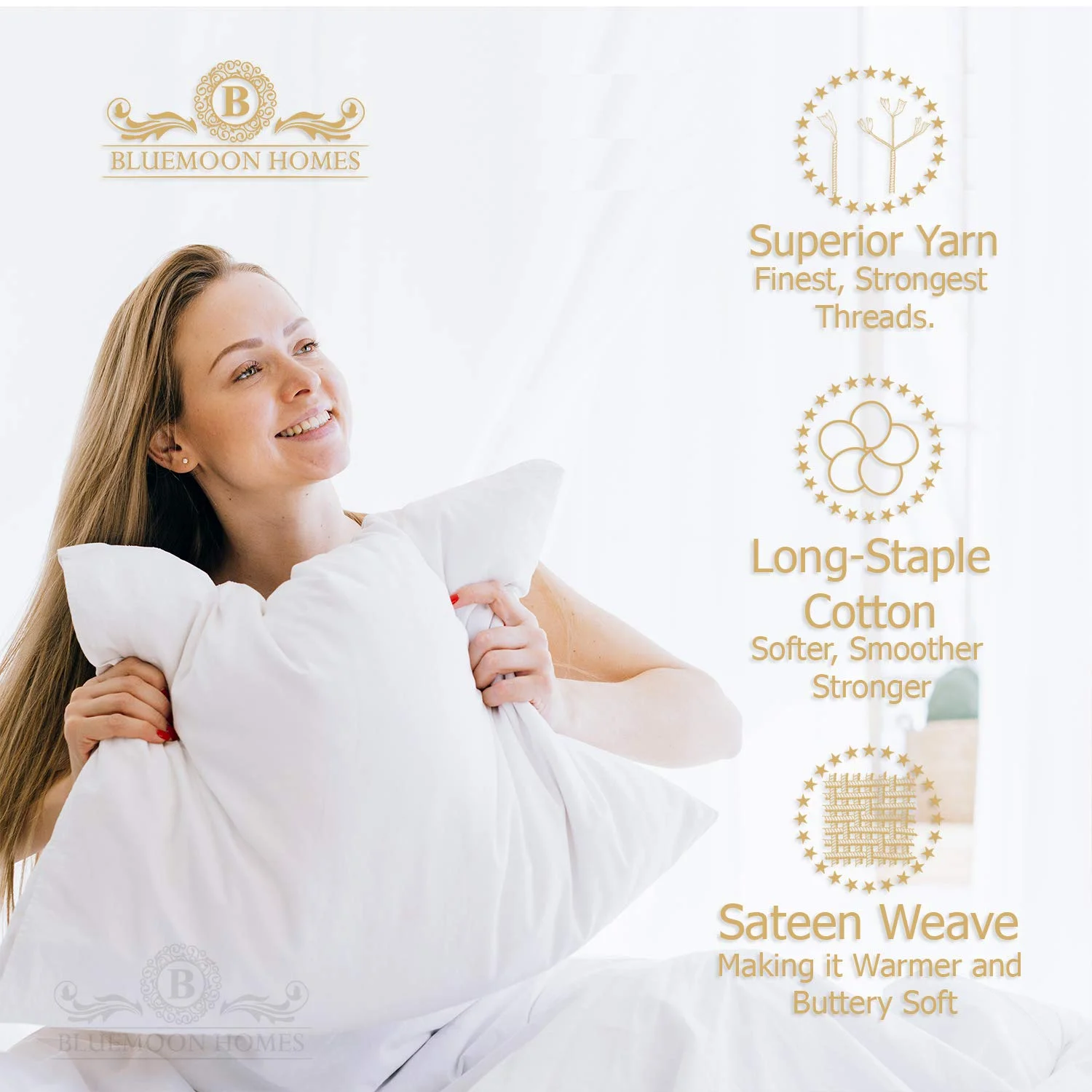 Bluemoon Homes luxurious 1000 TC Italian FInish 100% Egyptian Cotton 4-Piece Bed Sheet Set, Fitss Mattress Up To 18