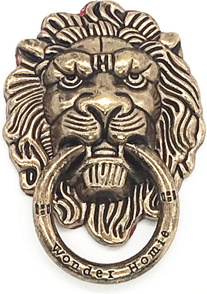 Lion Pattern Cell Phone Ring Stand Holder Colorful Cute Pattern Painted Universal Metal Buckle Finger Ring Kickstand Compatible Various Smartphones Tablet Or Phone Cases (Coppery)