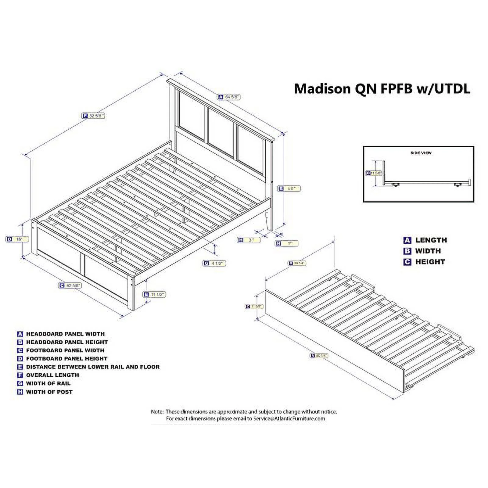 Pemberly Row Traditional Wood Queen Bed with Footboard/Trundle in White