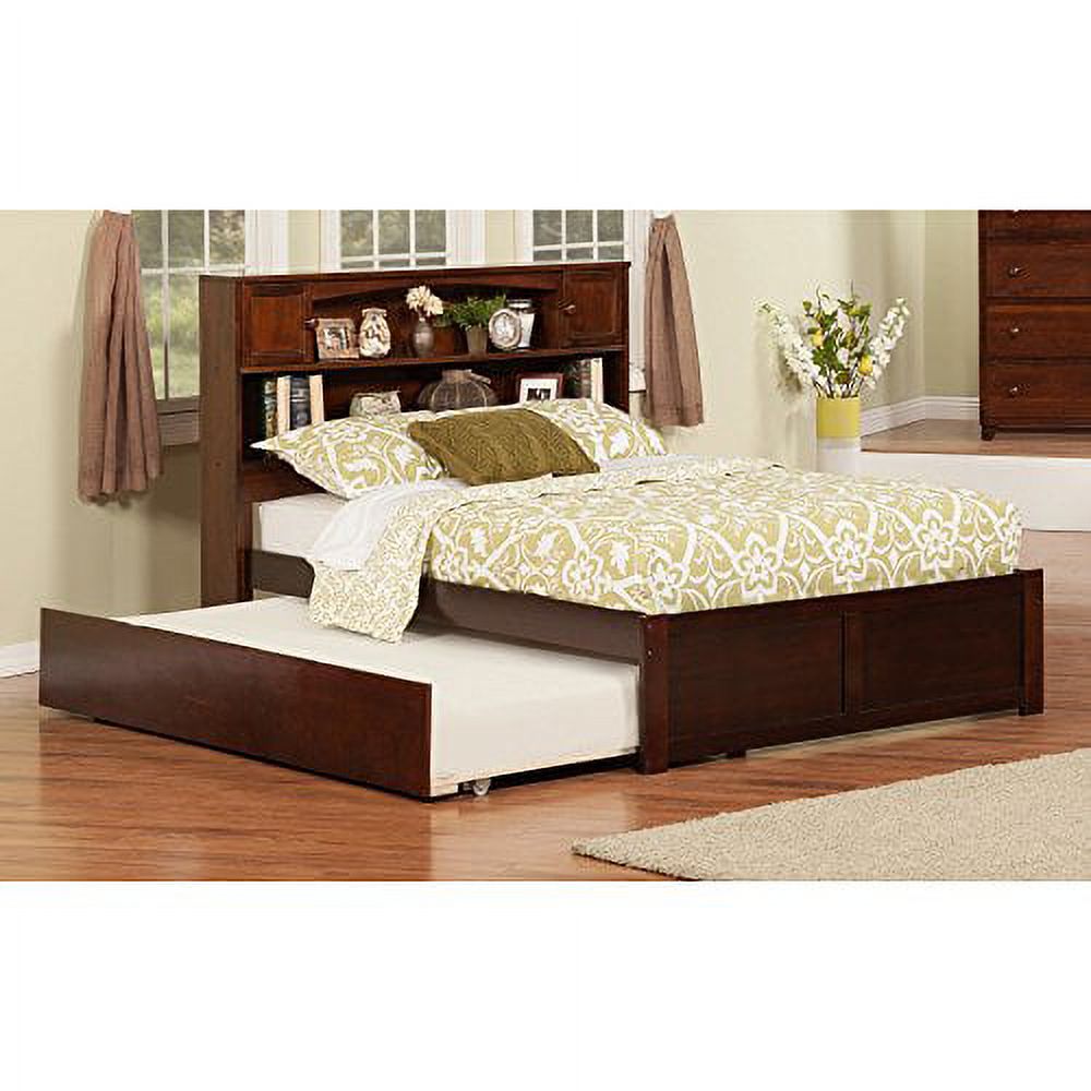 Atlantic Furniture Newport Walnut-finish Flat-panel Foot Board with Underbed Trundle Bookcase Headboard Full Bed