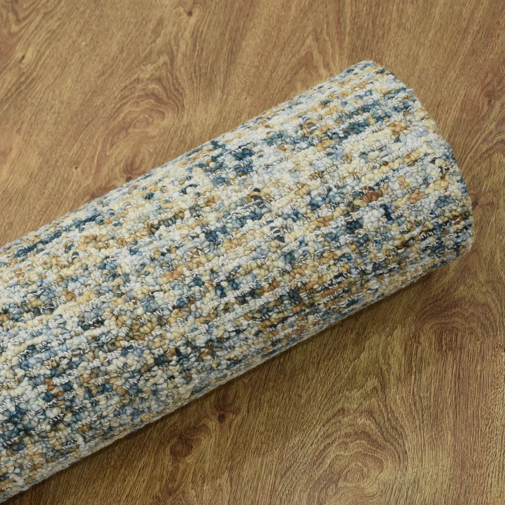 Rugsotic Carpets Hand Tufted Wool 9'x12' Area Rug Solid Blue Beige KWC111