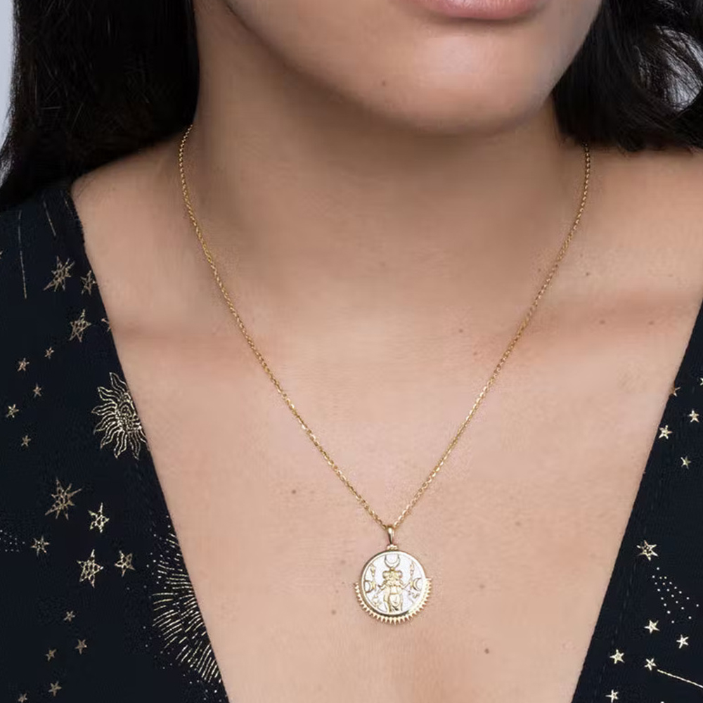 New Arrival INS Design Enamel Tarot Pendant Necklace Jewelry 18K Gold Plated Star Women Jewelry Necklace