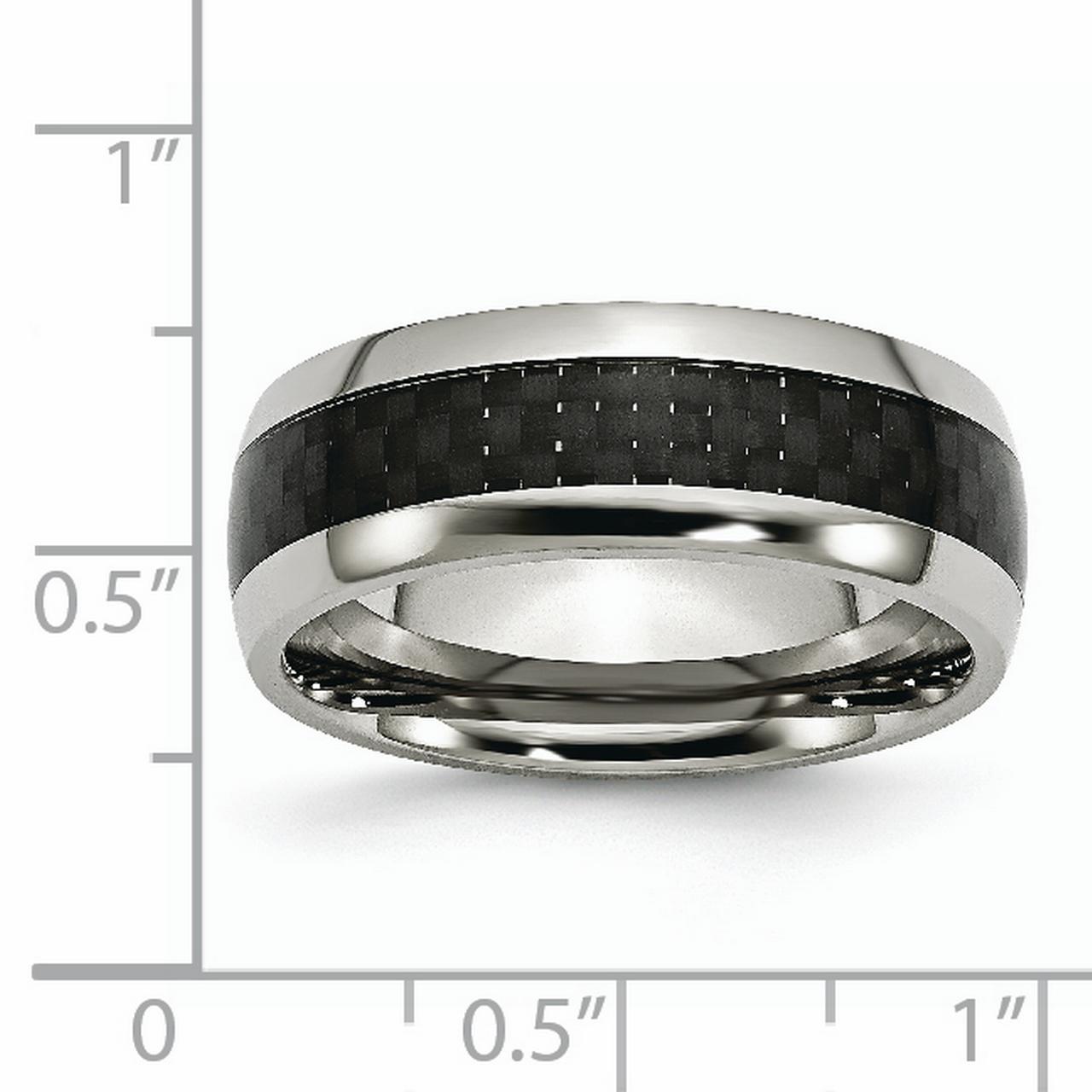 Primal Steel Stainless Steel and Black Carbon Fiber 8mm Polished Band