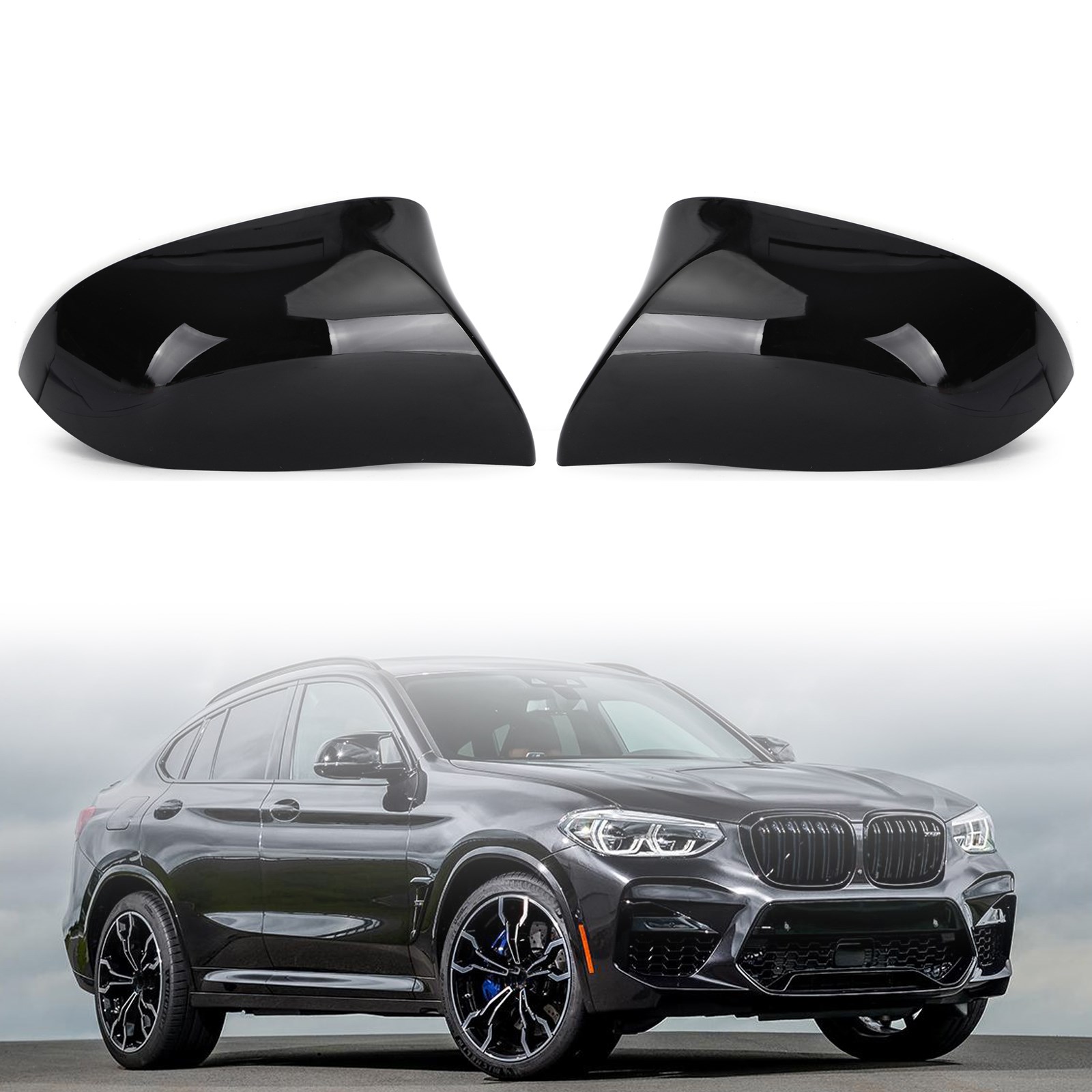 Glossy Black Side Mirror Cover Caps M Style for BMW X5 F15 X6 F16 28i 35i 14-18