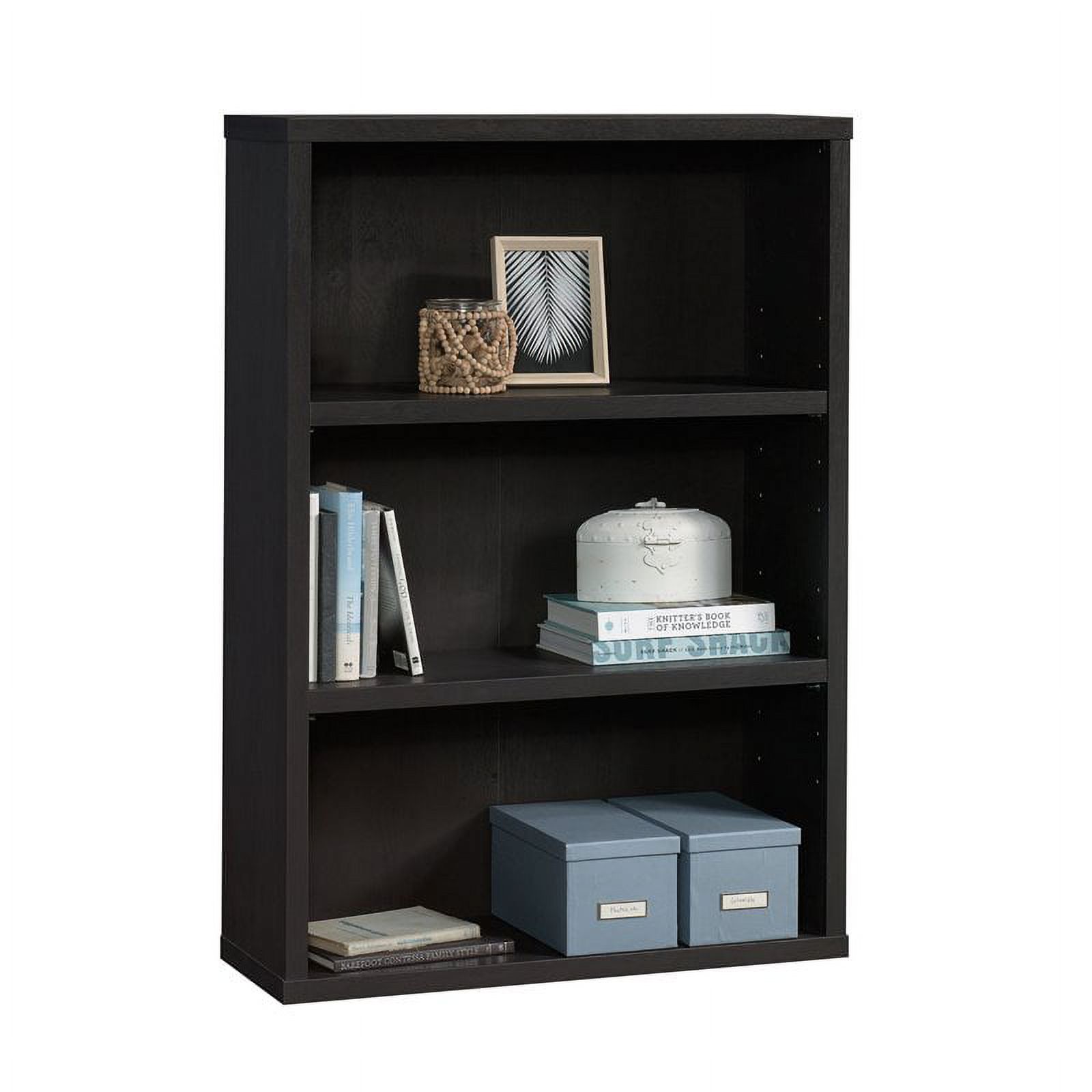 Pemberly Row Engineered Wood 3-Shelf Bookcase in Raven Oak