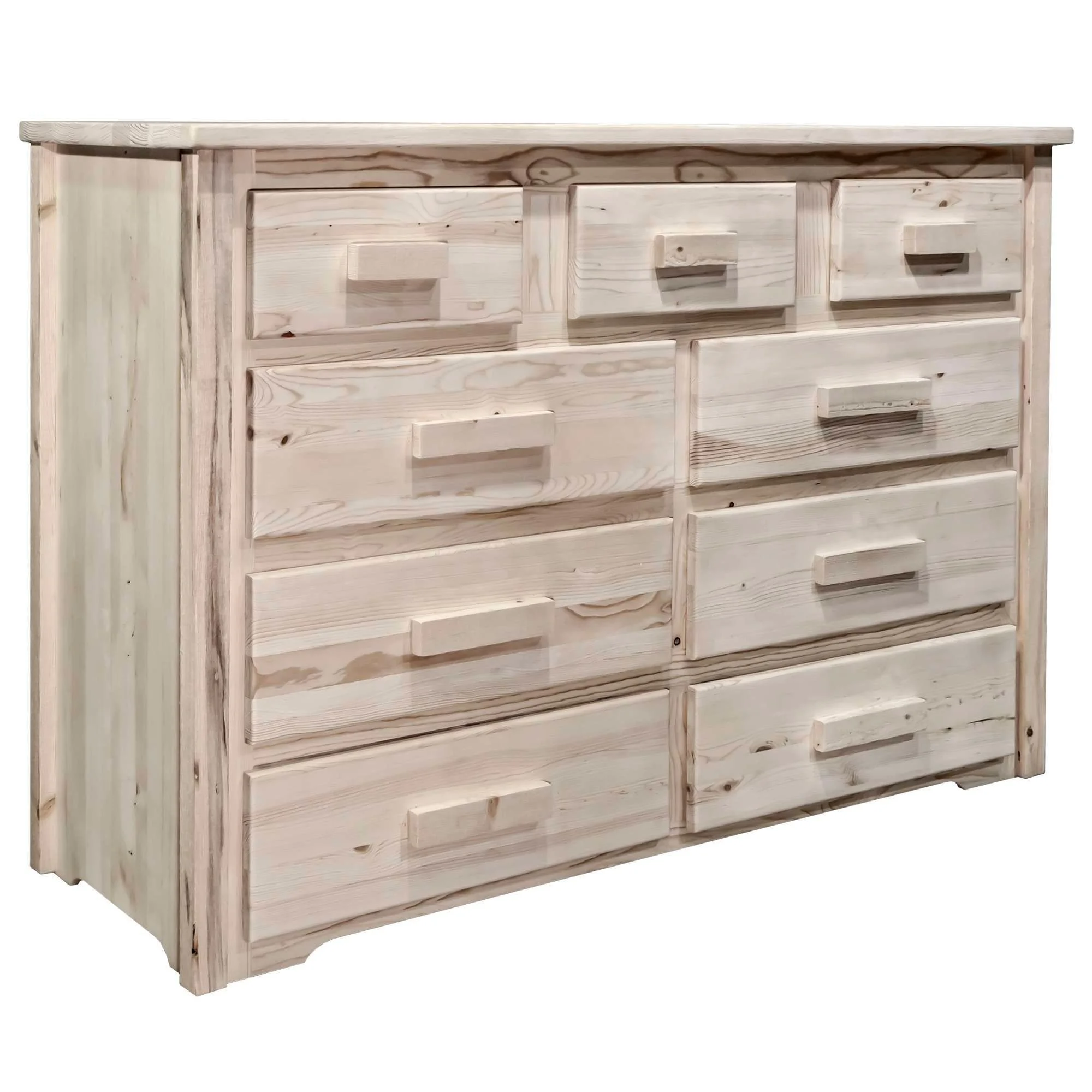 Homestead Collection 9 Drawer Dresser, Clear Lacquer Finish