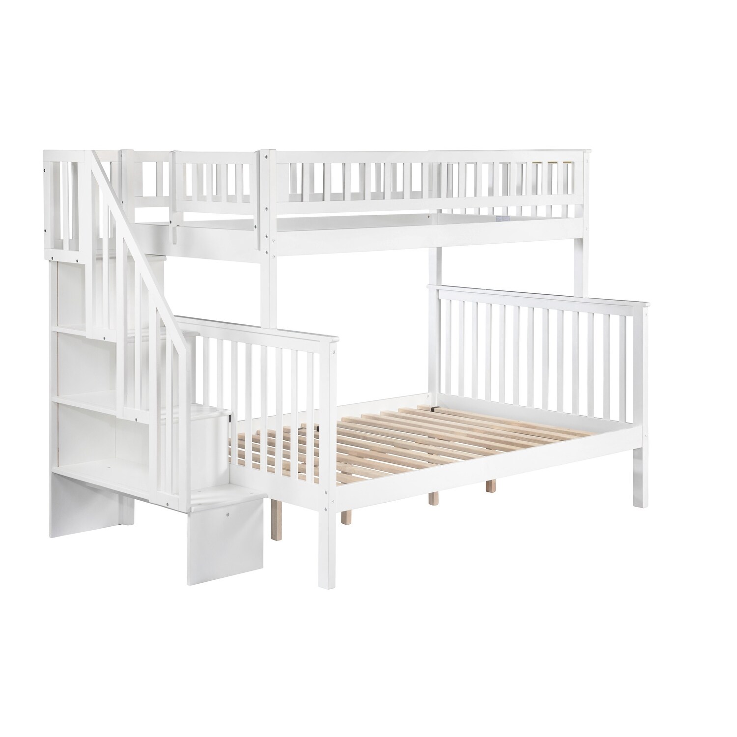 AFI Woodland Staircase Bunk Bed Twin over Full in White