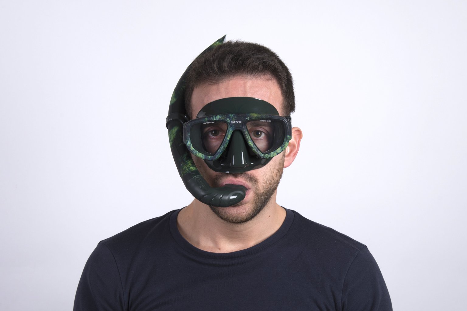 SEAC ONE Camo Diving Mask with RX Lenses, Anti Reflective (Green Camo)