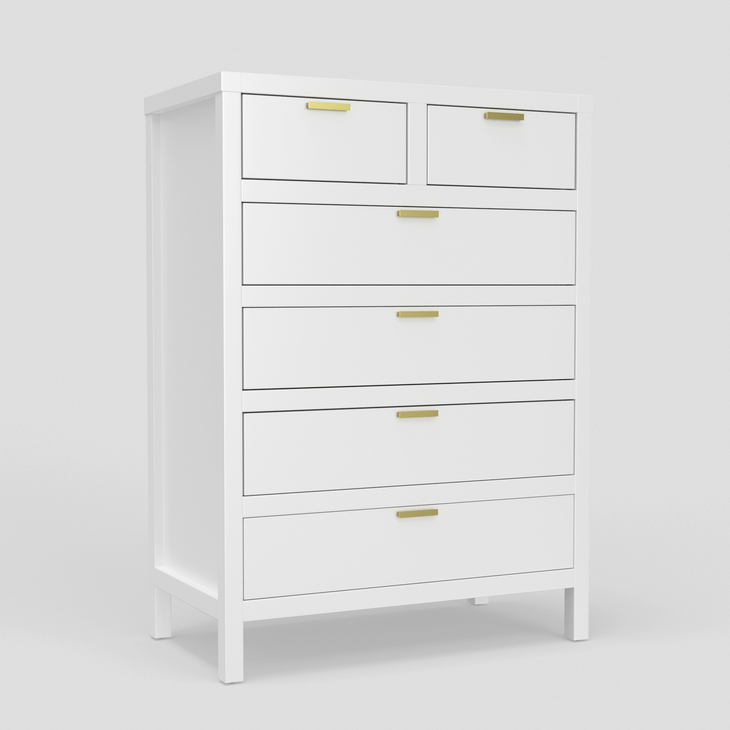 Alpine Furniture Carmel 6-Drawer Contemporary Wood Chest in White