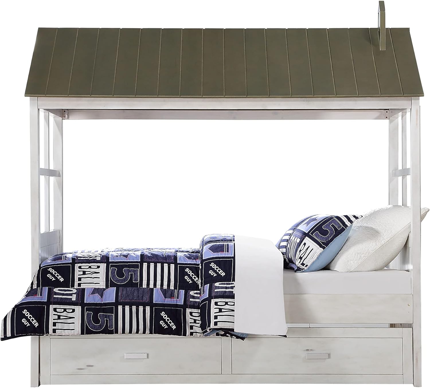 Tree House II Trundle In Weathered White  Washed Gray