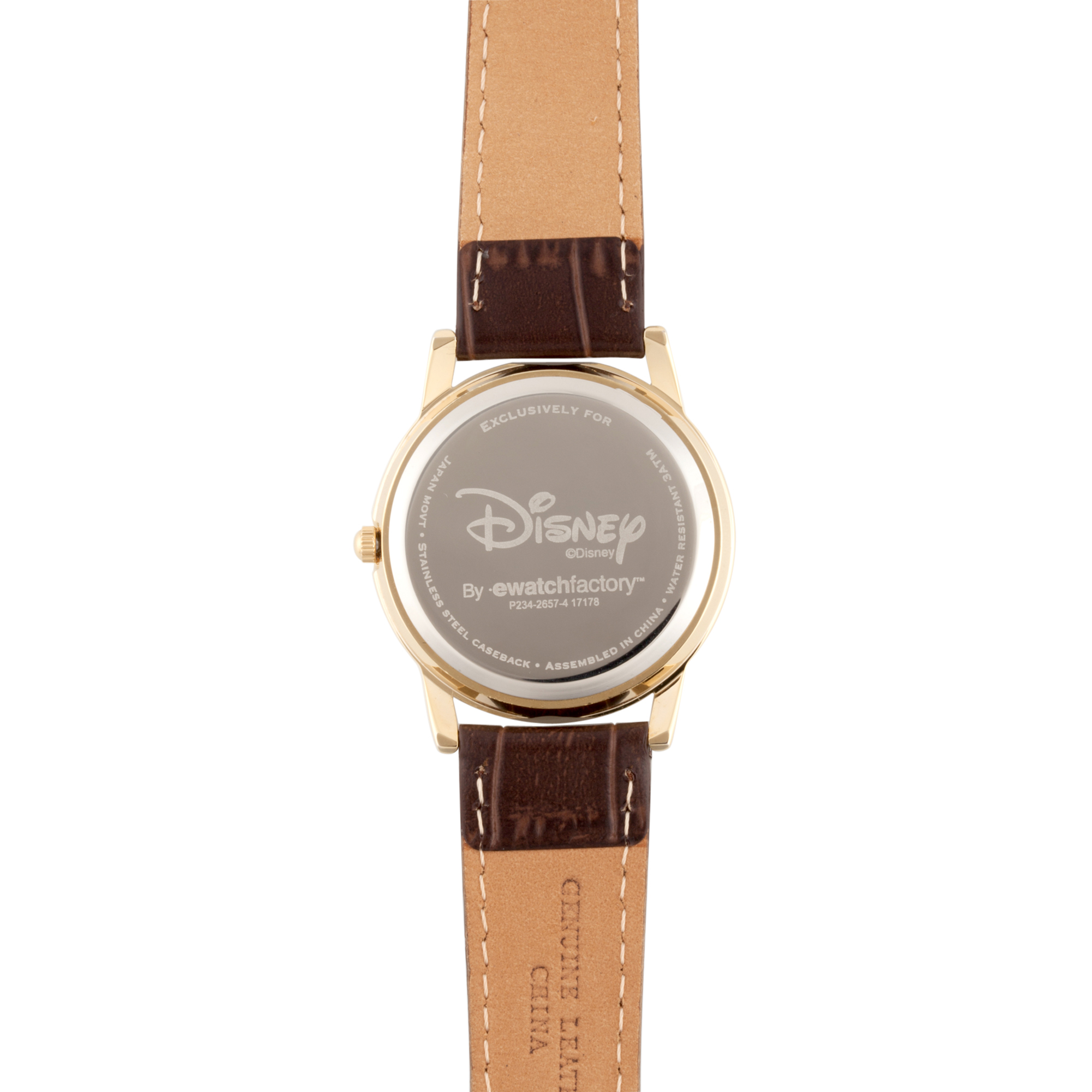 Mickey Mouse Men's Gold Cardiff Alloy Watch, Brown Leather Strap