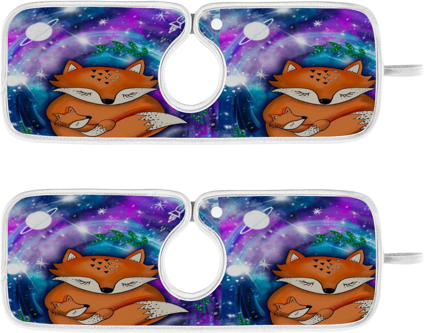 Baby and Mother Fox with Space 2PCS Faucet Absorbent Mat Kitchen Faucet Sink Splash Guard Microfiber Cloth Faucet Splash Catcher Water Absorbent Mat Behind Faucet, Faucet Mat for Kitchen Sink 23x5in