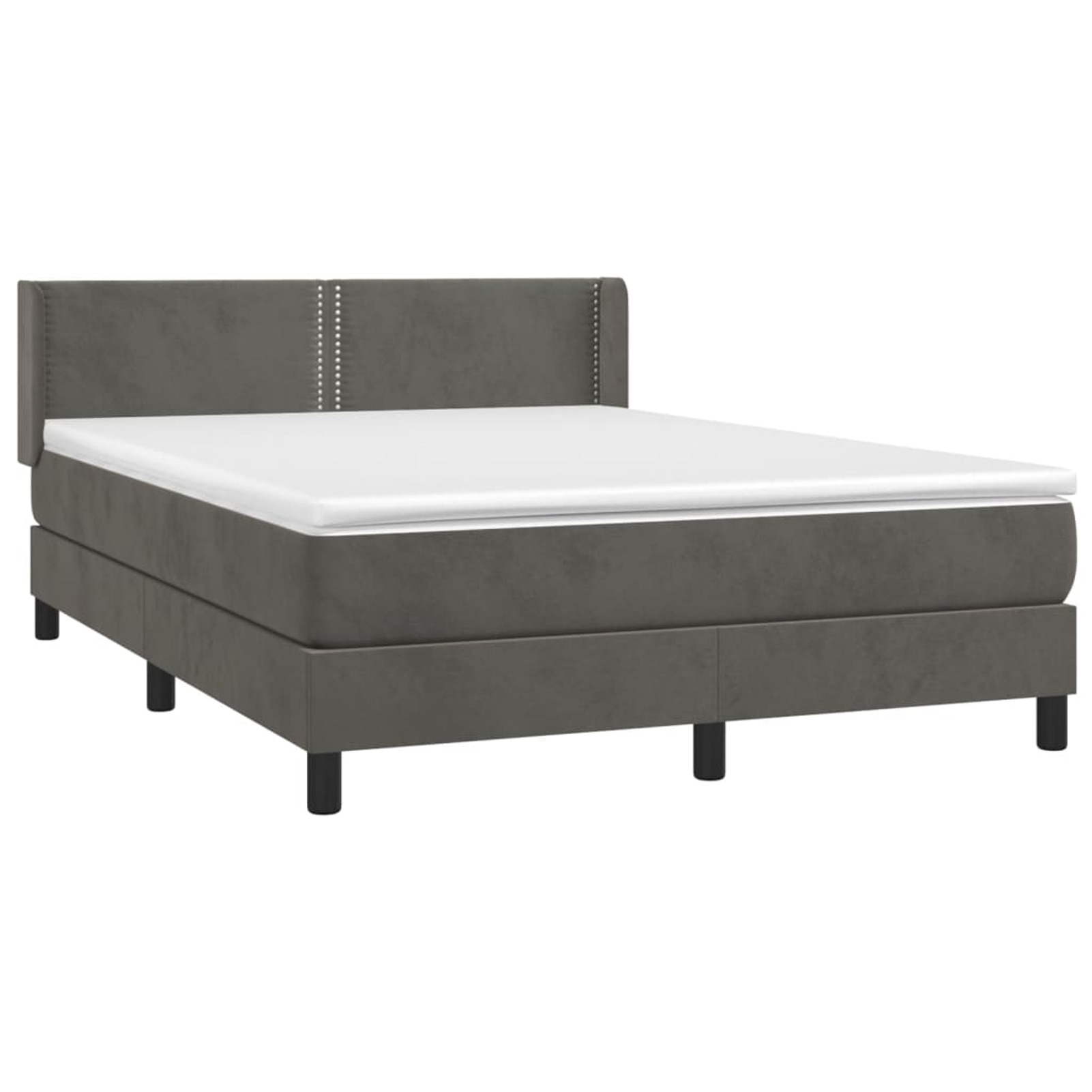 Anself Box Spring Bed with Mattress Dark Gray Full