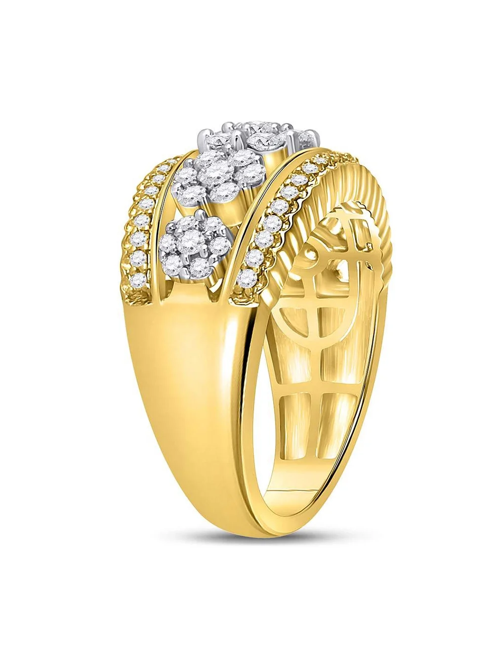 Diamond Princess 10kt Yellow Gold Womens Round Diamond Flower Cluster Ring 1 Cttw