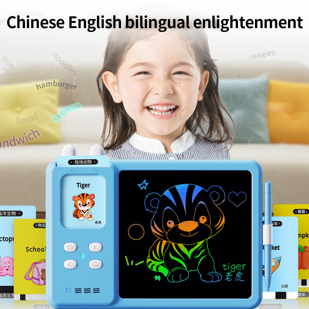 Children's Educational Toys LCD Graffiti Handwriting Board Chinese English Bilingual Card Inserting Learning Machine Early Childhood Education Card Drawing Machine
