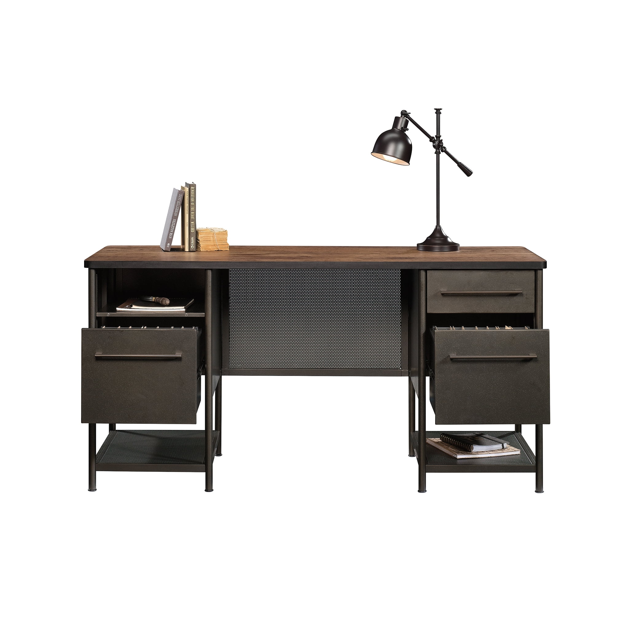 Sauder Boulevard Cafe Industrial Executive Desk, Black Finish