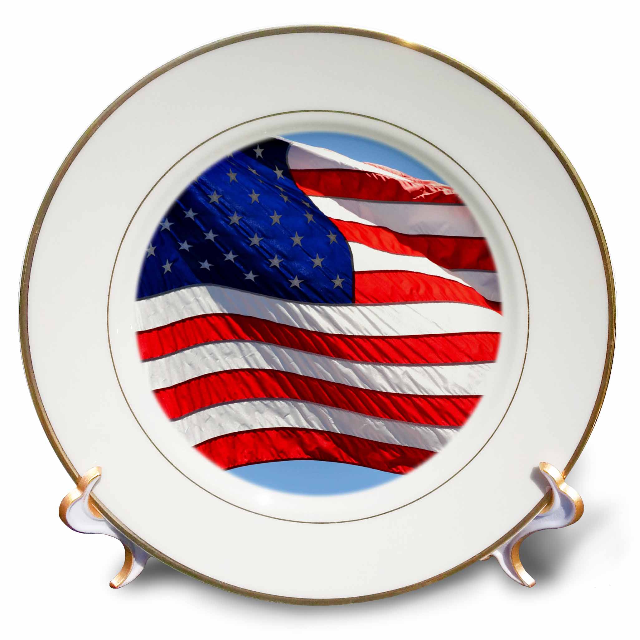 American Flag - USA - Patriotic - Americana 8 inch Porcelain Plate cp-53611-1