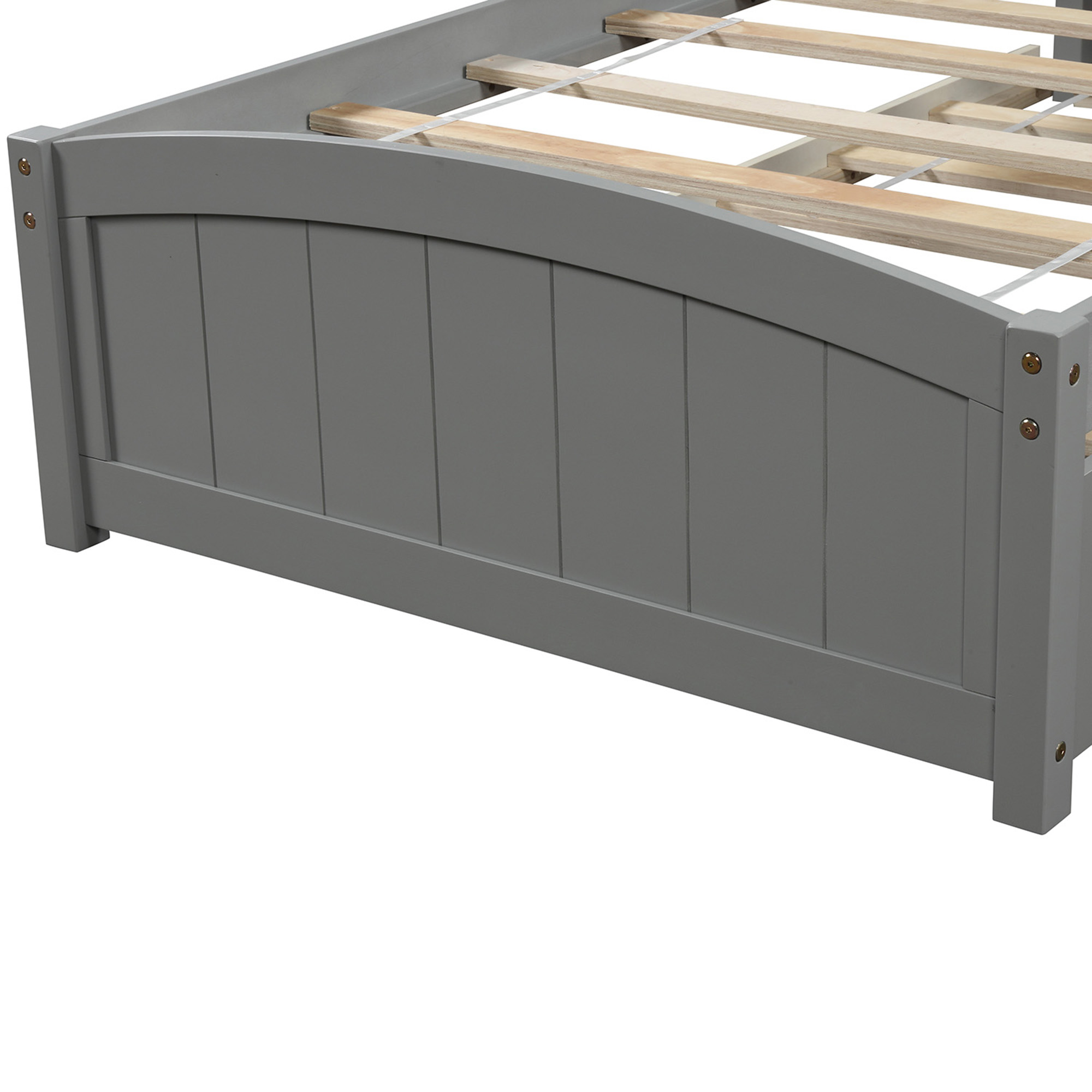 Dcenta Twin size Platform Bed with Trundle, Gray