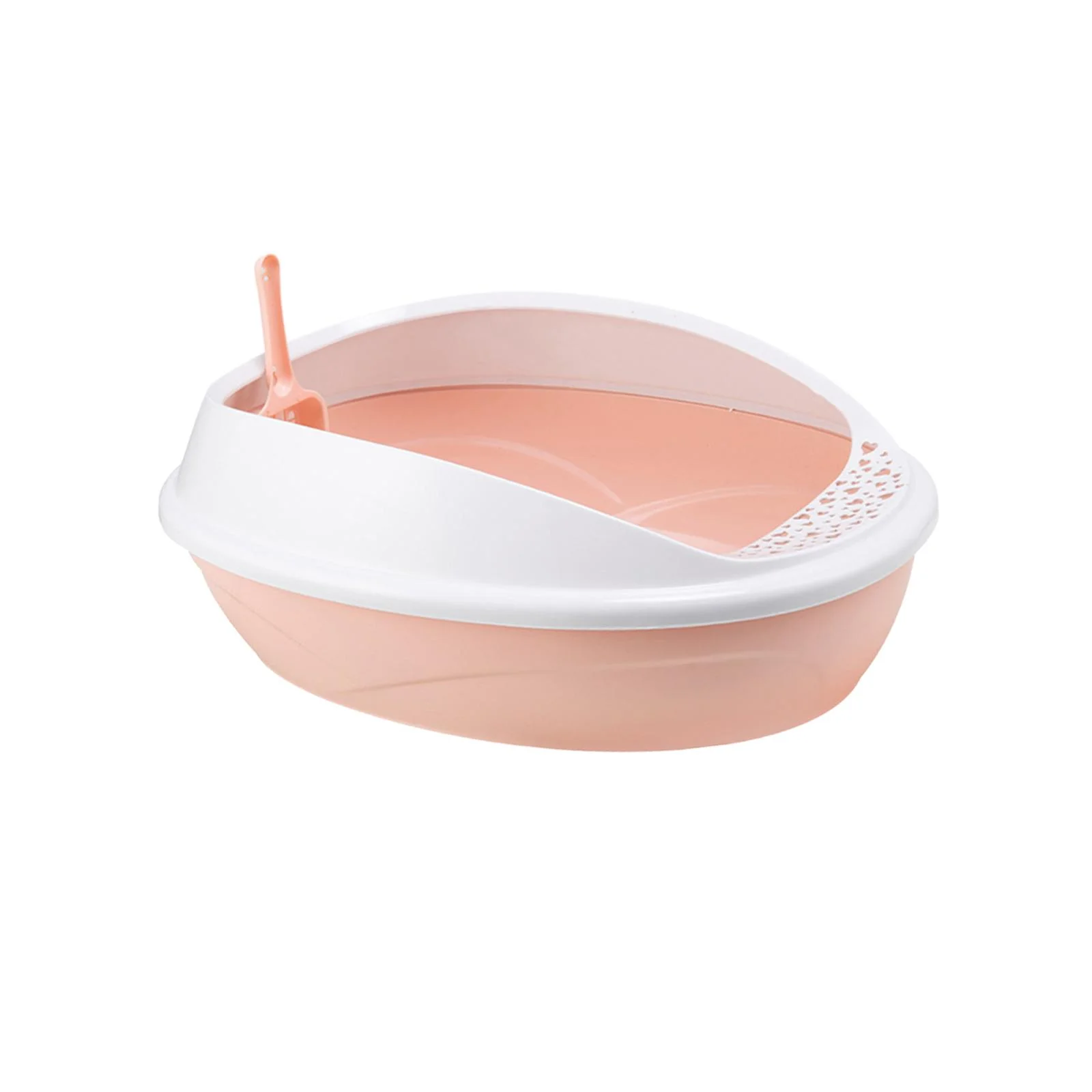 Open Top Pet Litter Tray Cat Sand Box Cats Litter Container Cat Litter Basin Pink