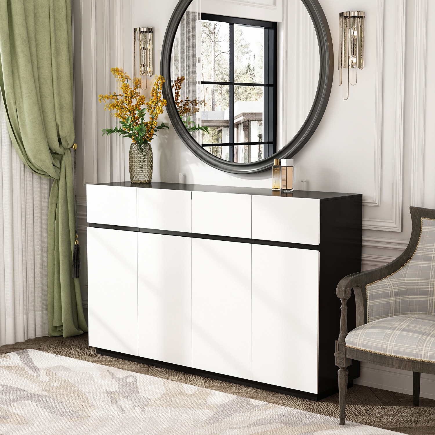 Versatile Usage Pantry Closet Buffet Sideboard Server Modern Design Base