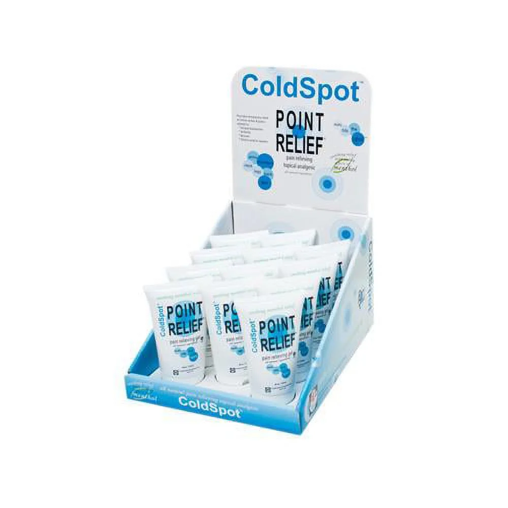 Point Relief ColdSpot gel tube, 4 ounce, 12 pc dispenser w/display box