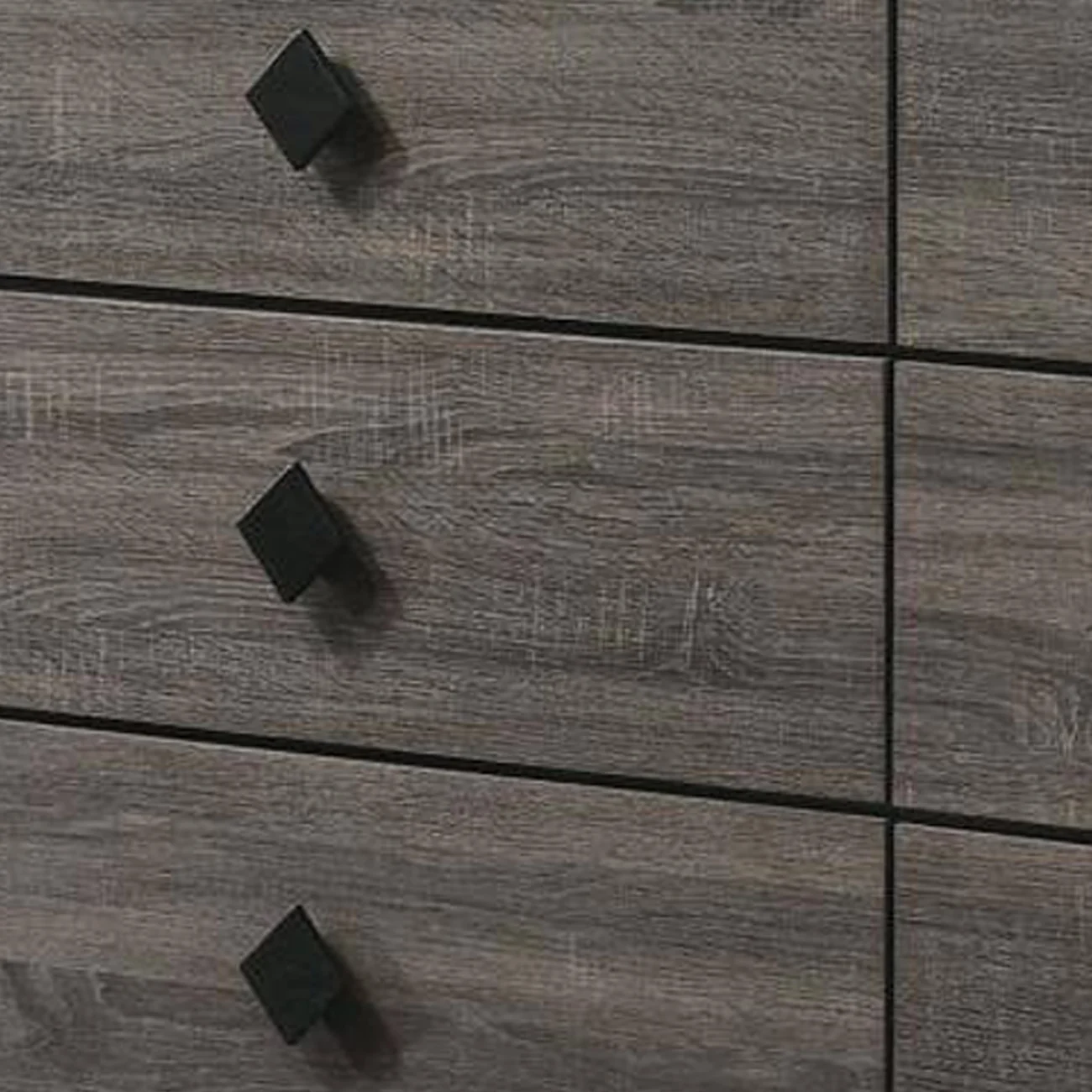 6 Drawer Wooden Dresser with Grains and Angled Legs, Gray