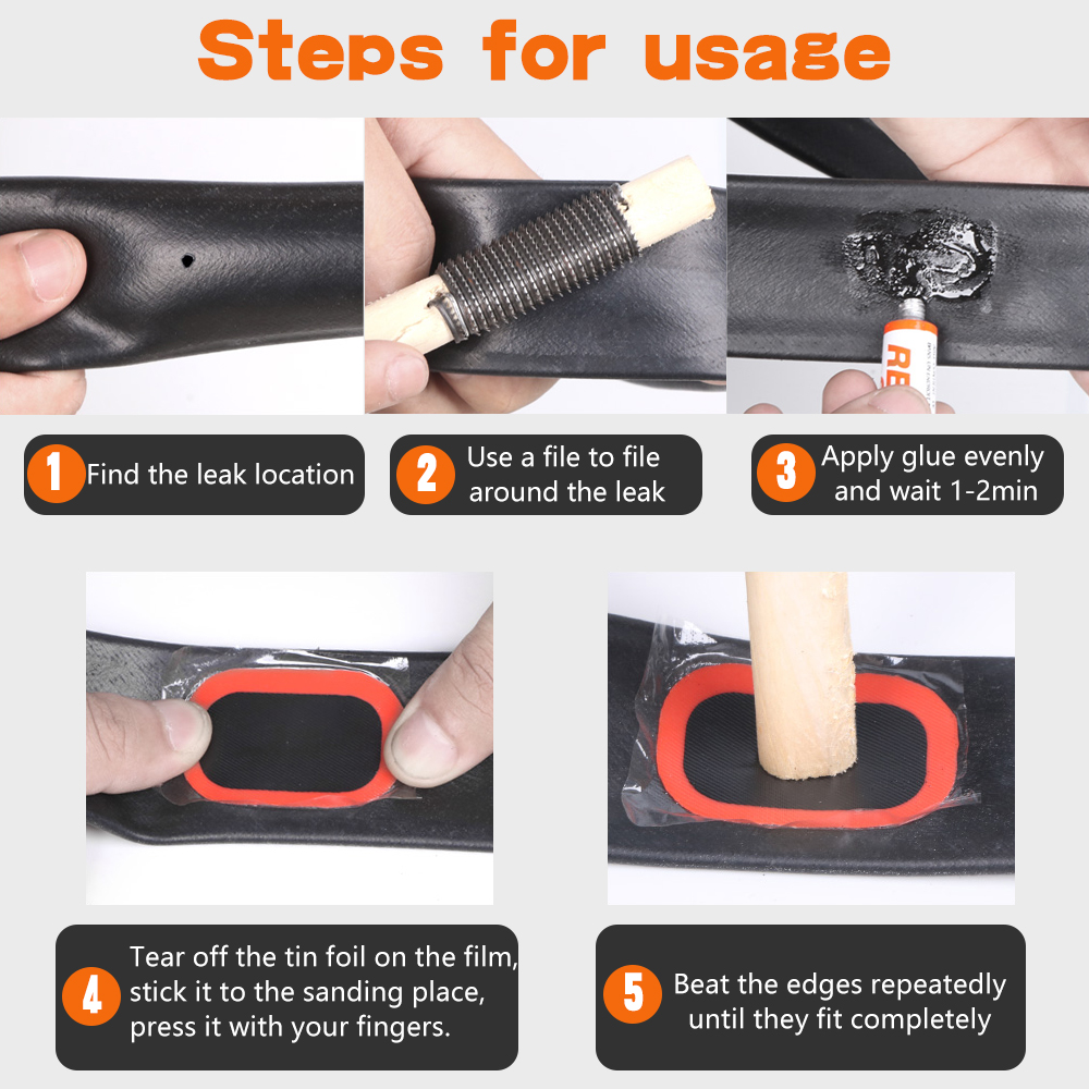 DFITO 48Pcs Bike Bicycle Tube Tire Tyre Cold Patch Repair Kit Puncture Repair Tools