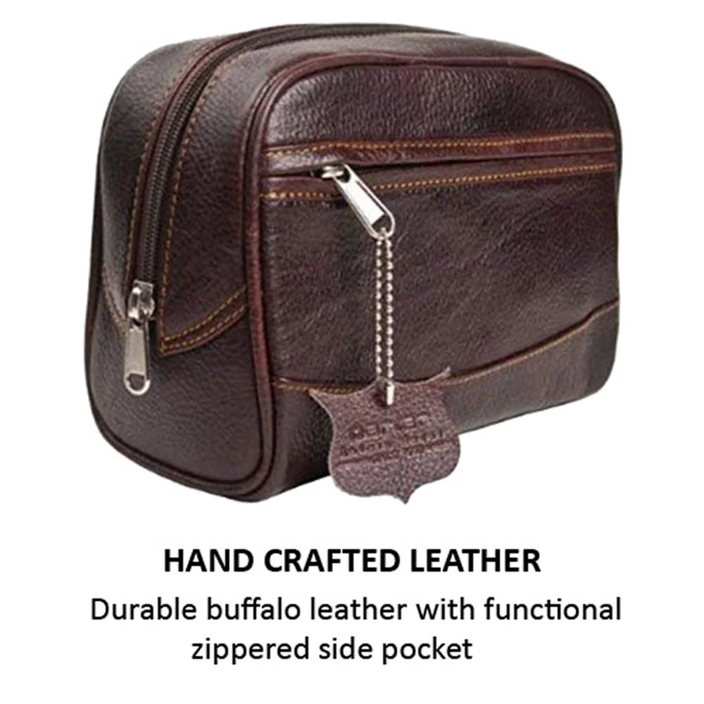Parker Safety Razor Travel Handmade Buffalo Leather Waterproof Toiletry Bag