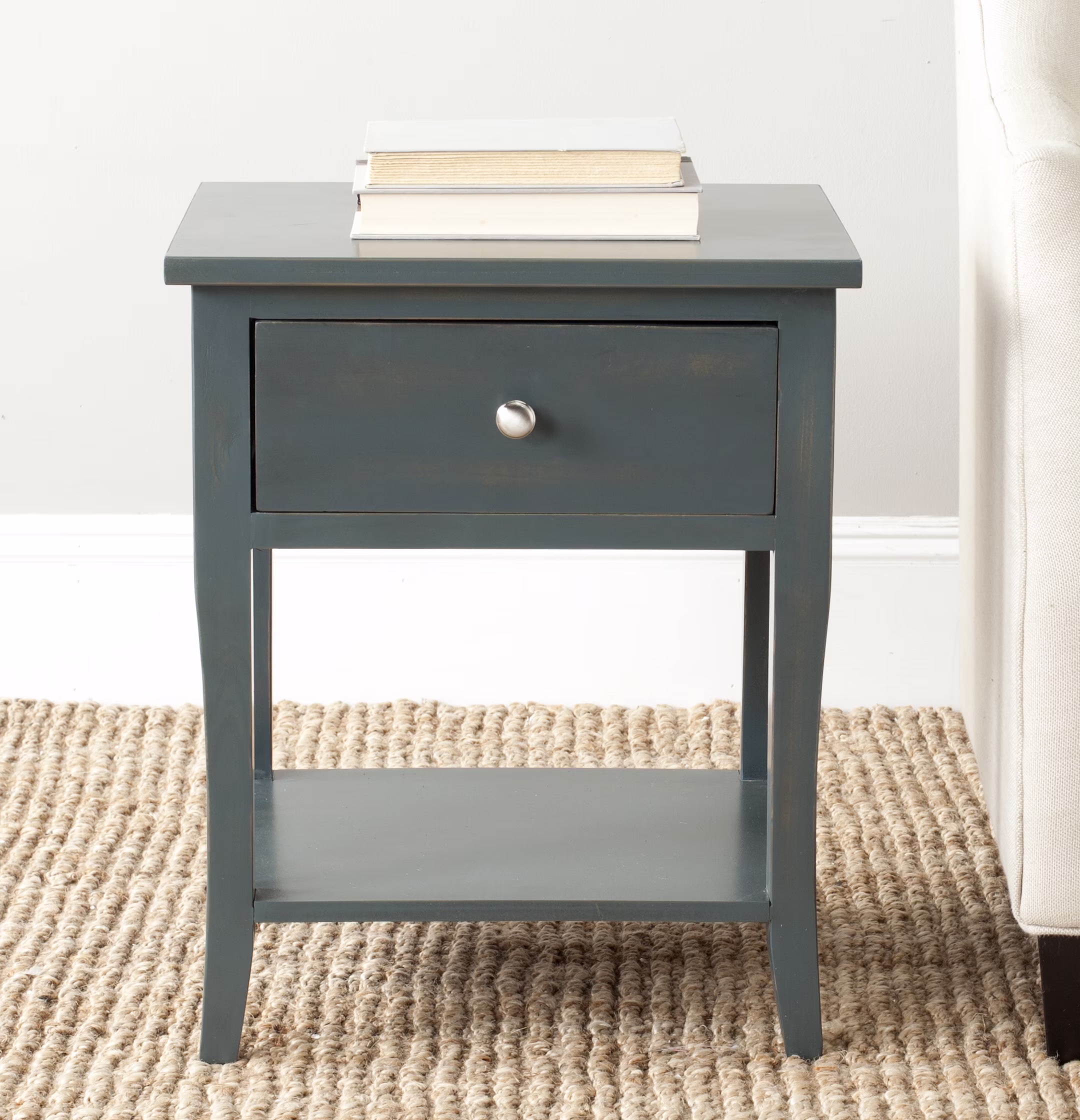 SAFAVIEH Coby Solid Rustic Nightstand with Storage Drawer, Steel Teal