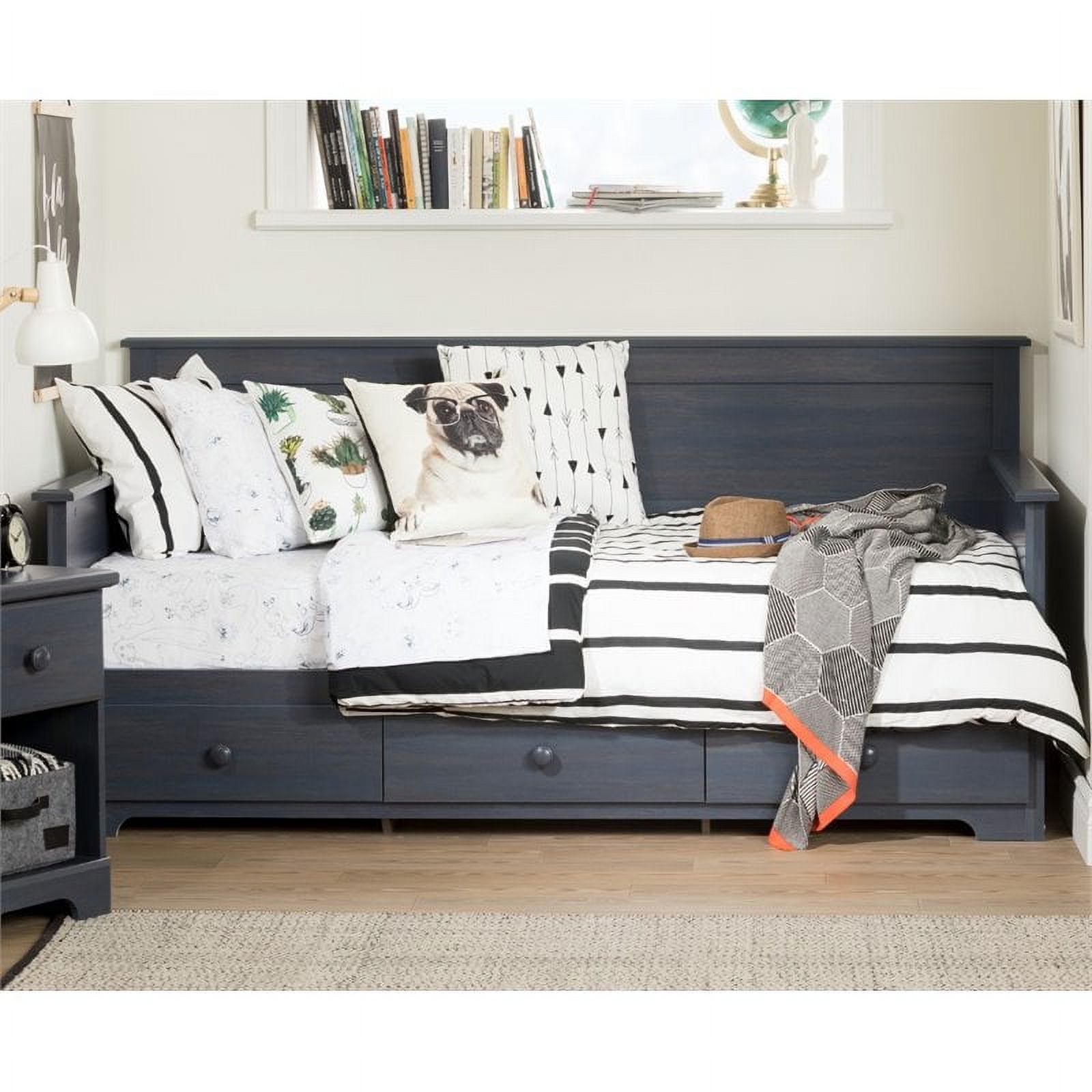 Pemberly Row 3-Drawer Wood/Metal Twin Storage Daybed in Blue