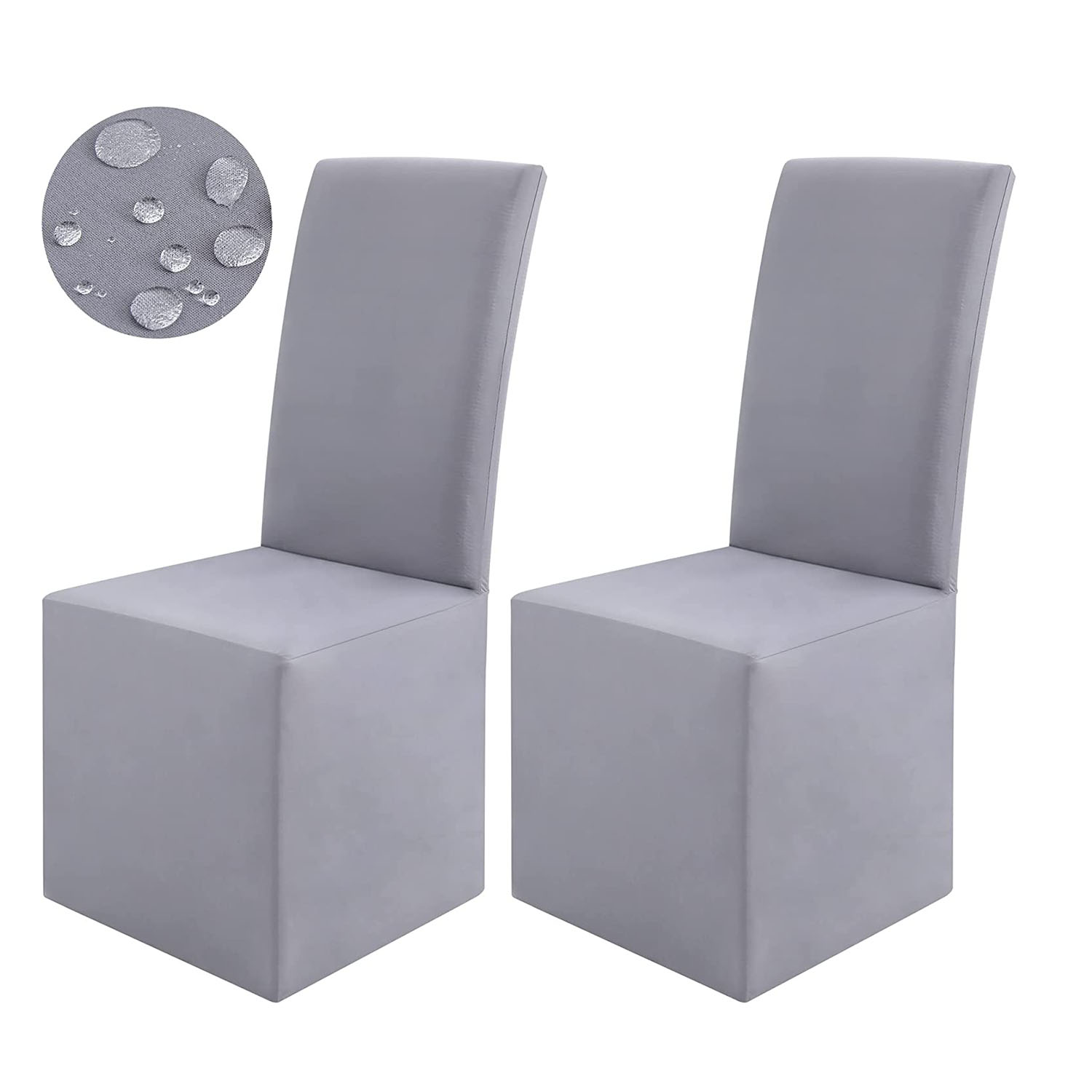 Waterproof Long Dining Chair Covers, Soft Stretch Dining Chair Slipcovers, Full Length Fit High Back Chair Covers for Dining Room Set of 4