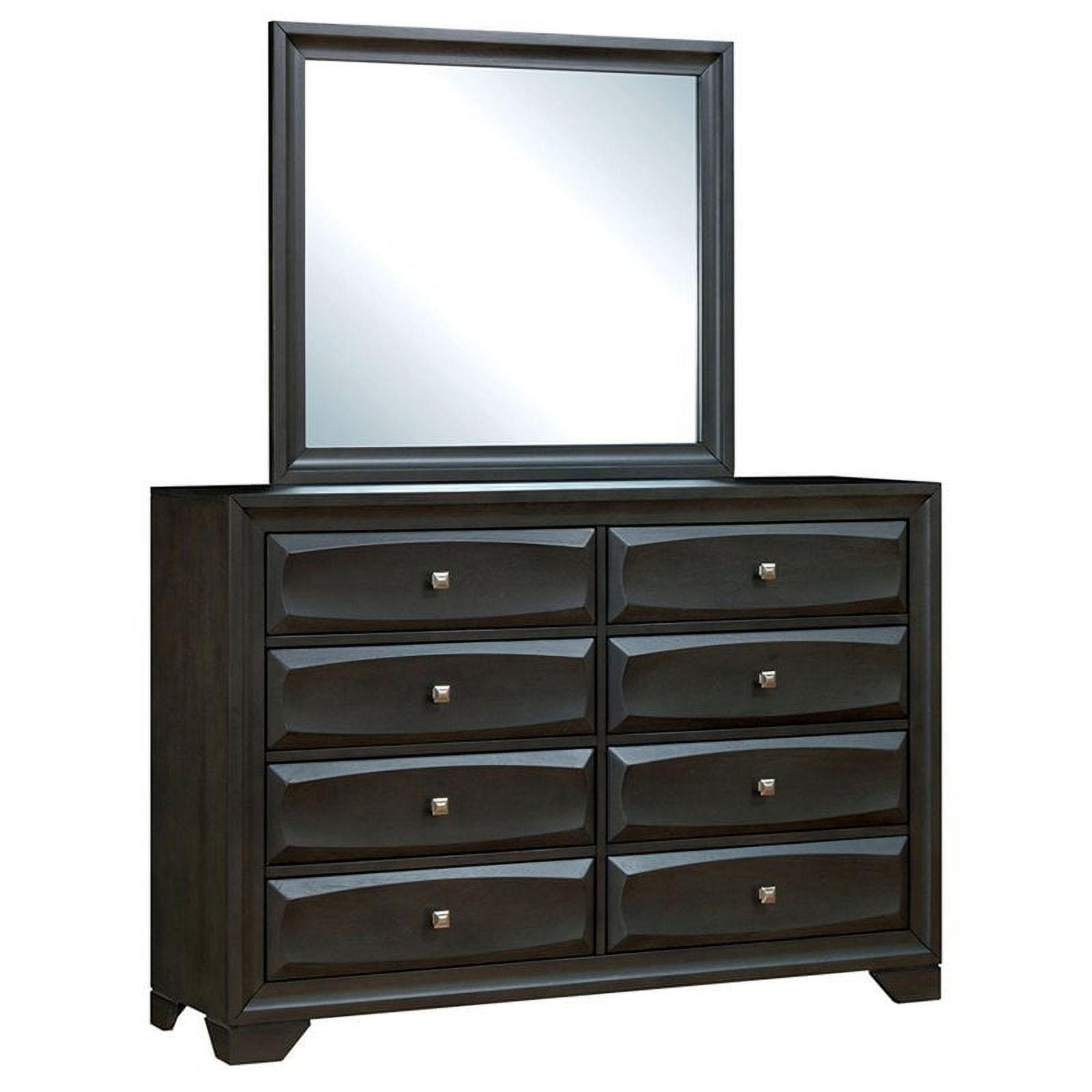 Bowery Hill 2-Piece Transitional Wood Dresser and Mirror in Gray