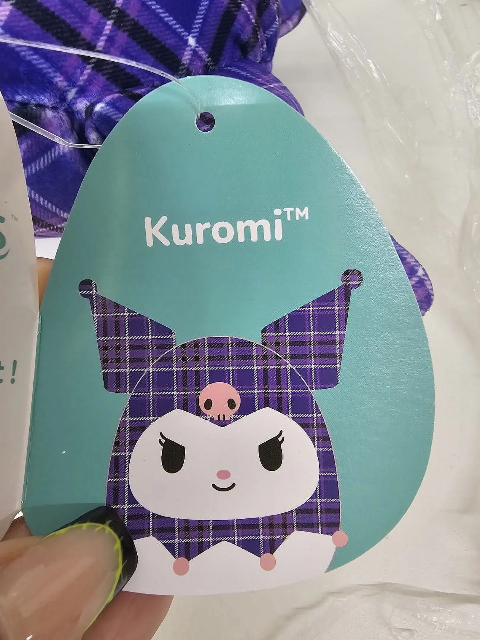 Squishmallows Official Kellytoys Plush 7.5 Inch Kuromi Purple Plaid Fall Squad Hello Kitty and Friends Ultimate Soft Stuffed Toy