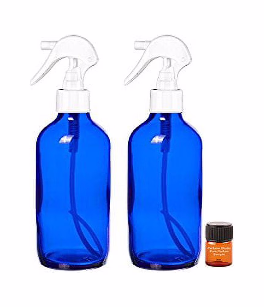 Perfume Studio™ 4 Oz Cobalt Blue Glass Spray Bottles (2-Pack) with Fine Mist White Trigger Sprayer (4oz, White Trigger, 2)