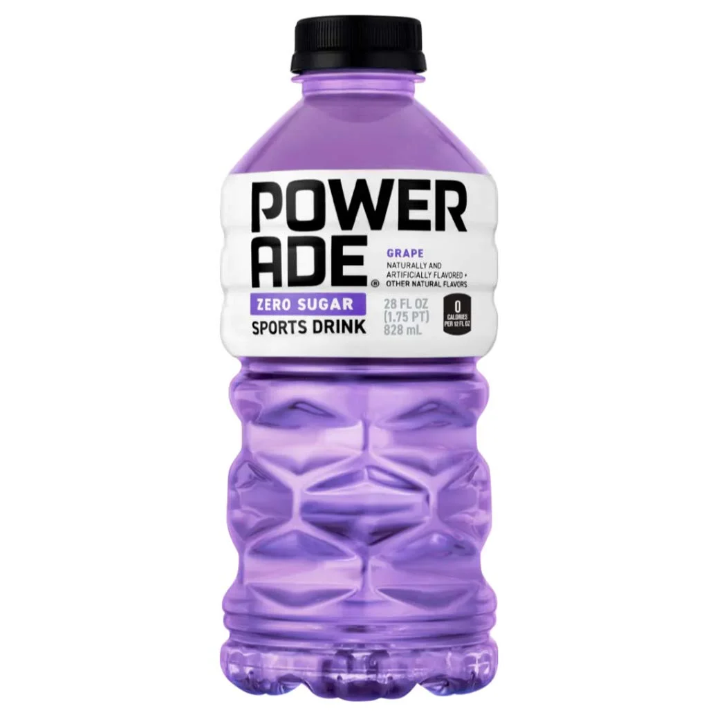 Powerade Zero Purple Grape, Zero Calorie Sports Drink, 28oz Bottle (Pack of 4, Total of 112 Oz)