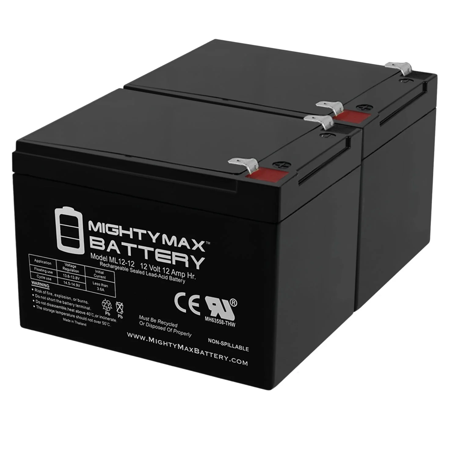 12V 12AH F2 Battery for Phoenix II E-Bike - 2 Pack