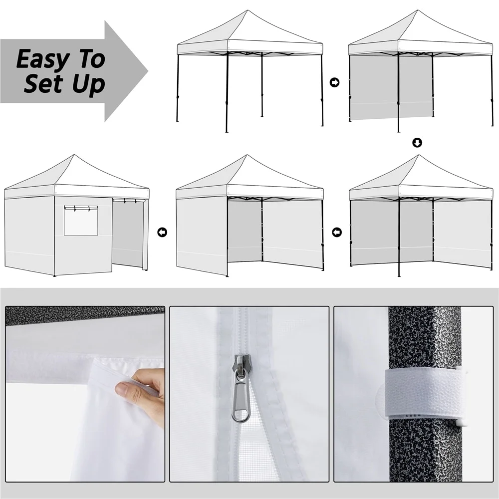 Yaheetech 10x10ft Adjustable Commercial Pop-up Canopy Tent 4 Sidewalls White