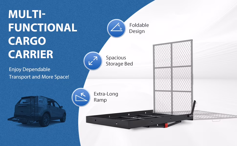 Foldable Electric Wheelchair Hitch Carrier Mobility Scooter Folding Loading Ramp