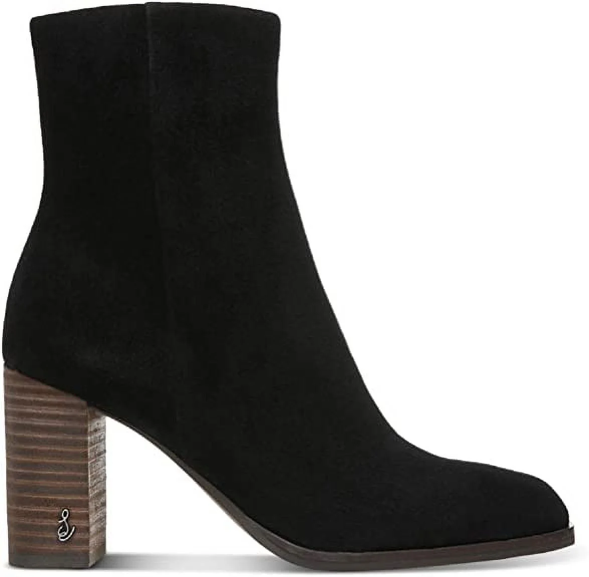 Sam Edelman Osten Black Stacked Block Heel Almond Toe Fashion Ankle Booties (Black, 10.5)