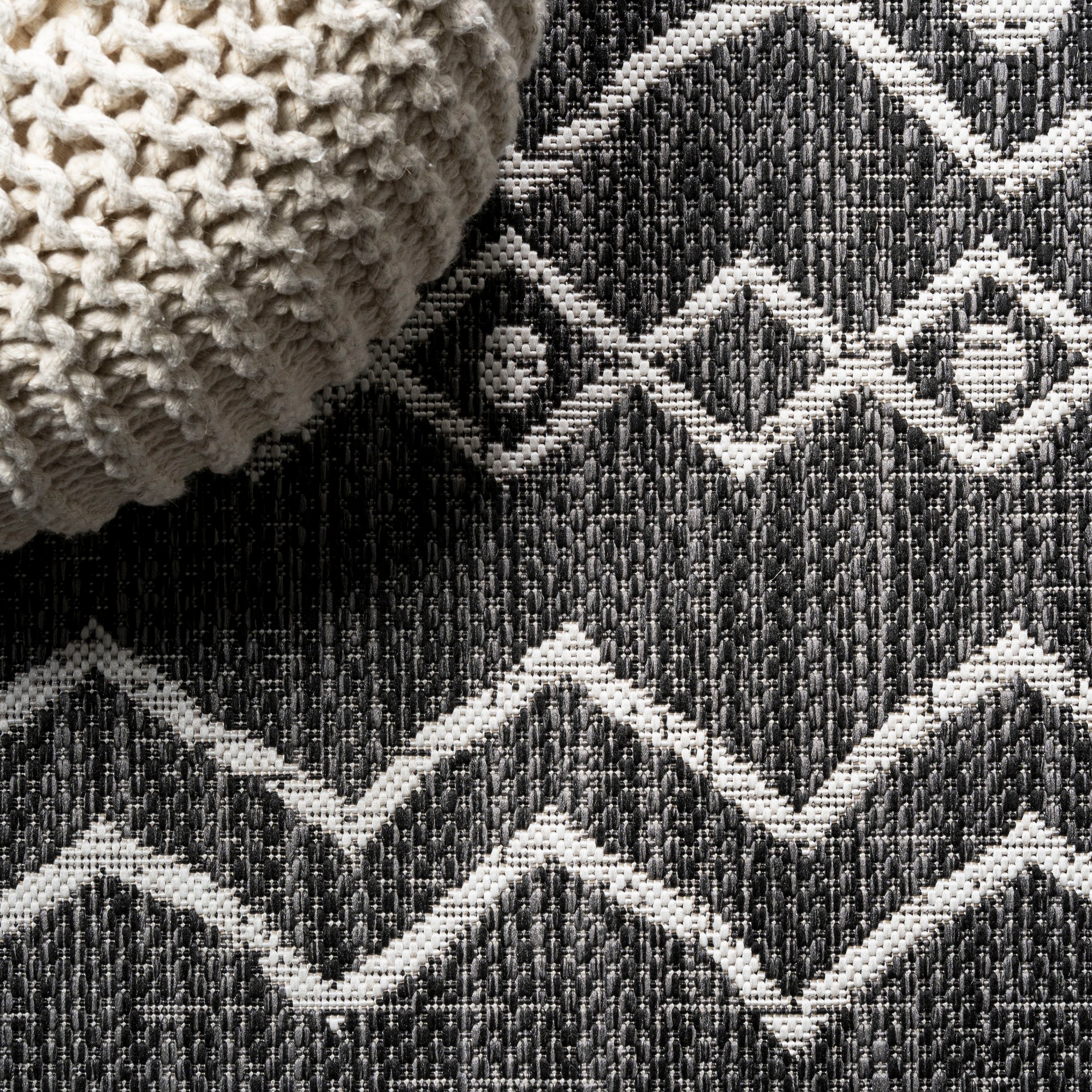 Nokat Tribal Bohemian Black/Ivory 2 ft. x 8 ft. Indoor/Outdoor Runner Rug