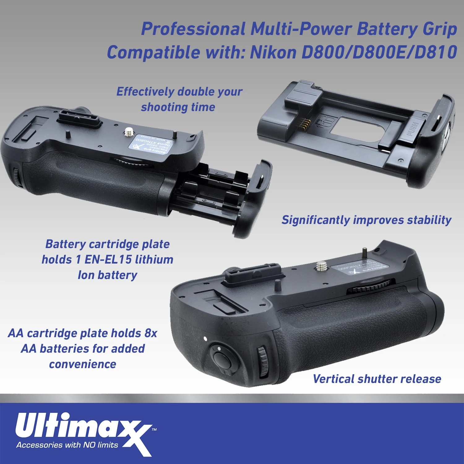 Ultimaxx Advanced Nikon D800E Digital SLR Camera Bundle (Body Only) - Includes: Professional Battery Grip, 128GB Extreme Memory Card & Much More (23pc Bundle)