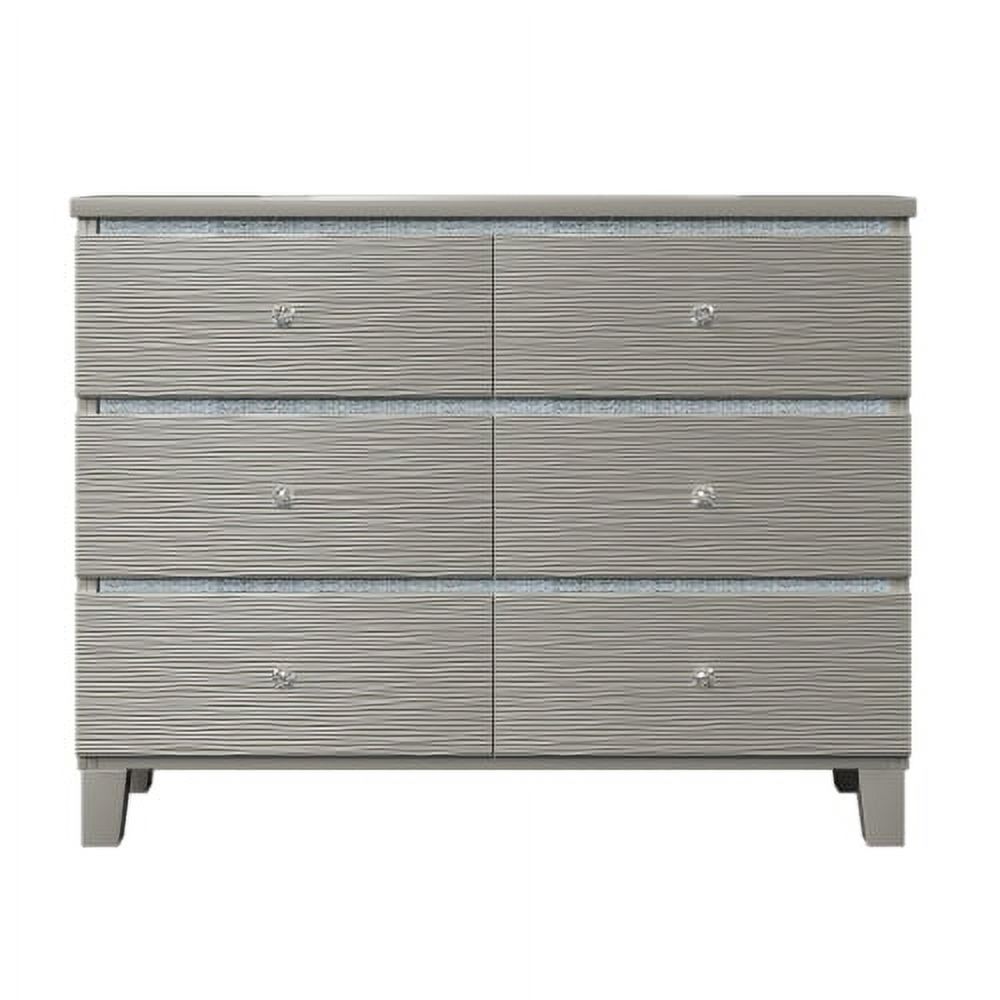 Wide Dresser with 6 Drawers, Large Vanity Storage Cabinet, Chest of Drawers for Bedroom, Living Room, Hallway (Champagne)