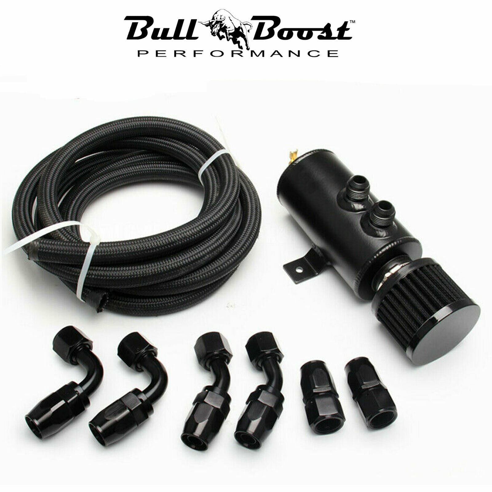 Pro Series Baffled 0.75L 10AN Oil Catch Can Hose Kit and Fittings Universal AN10