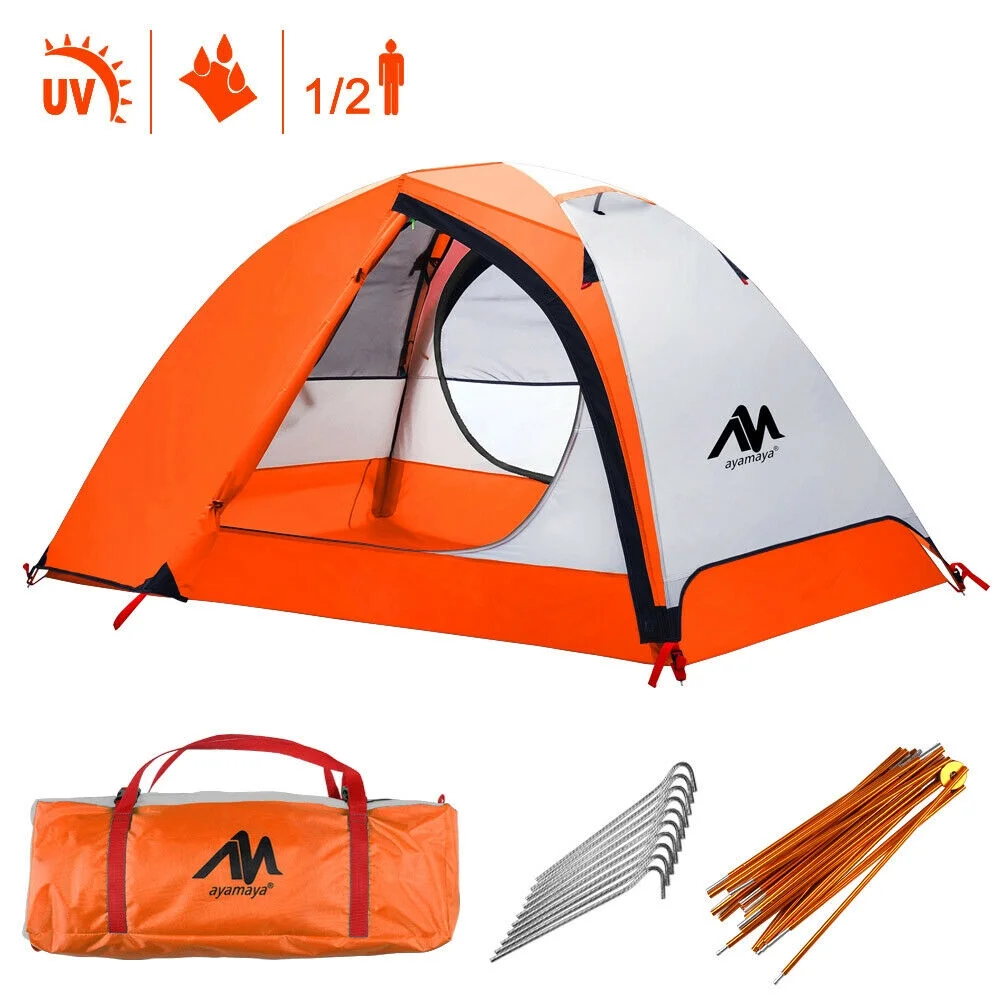 IClover 3/4 Season 2 Persons Double Layer Backpacking Tent Waterproof Easy Up Instant Setup Ventilated for  Camping Hiking Picnic Backpacking
