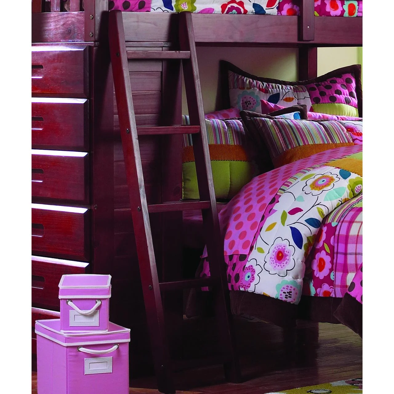 OS Home and Office Furniture 2806-22 Solid Pine Loft Bed in Rich Merlot