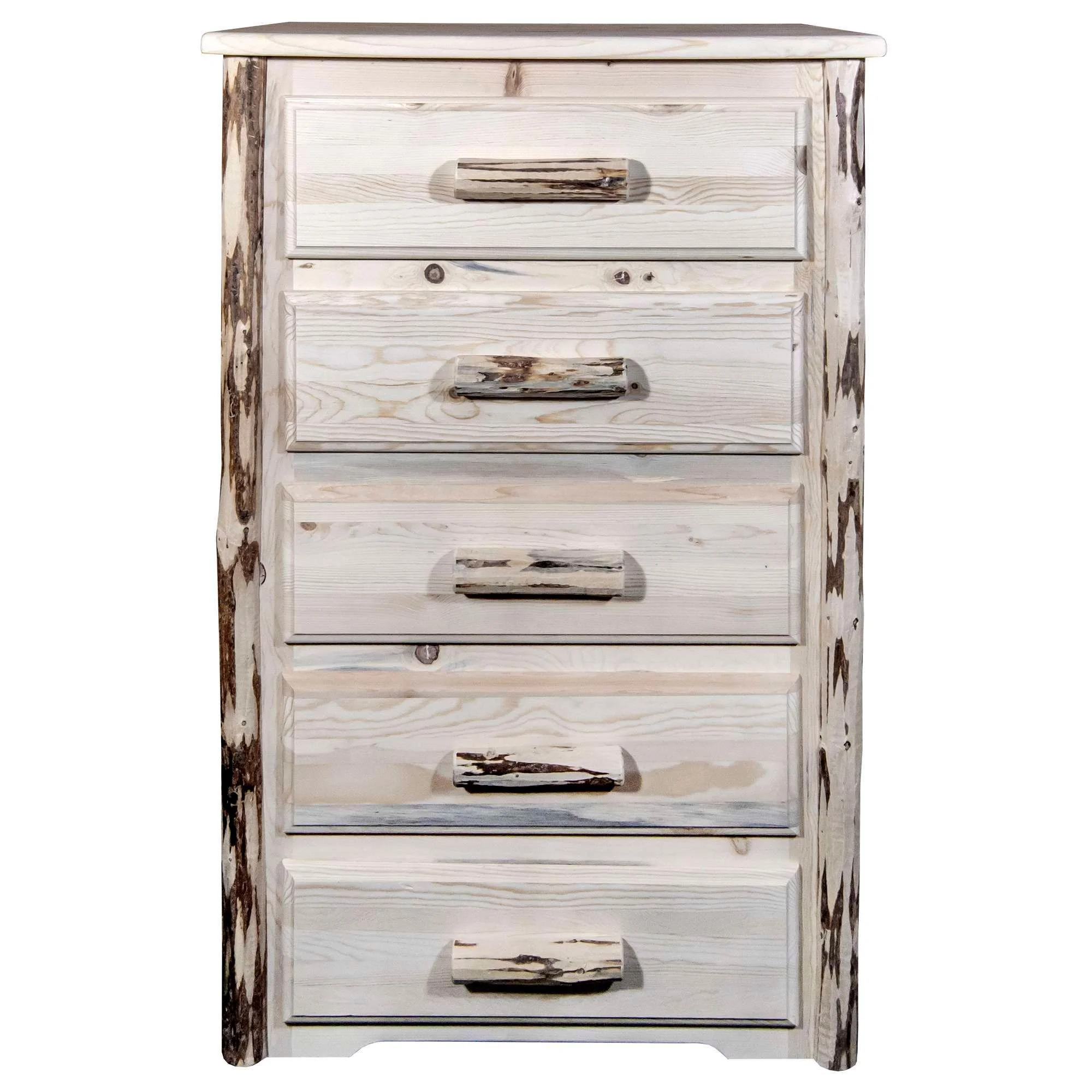 Montana Collection 5 Drawer Chest of Drawers, Clear Lacquer Finish