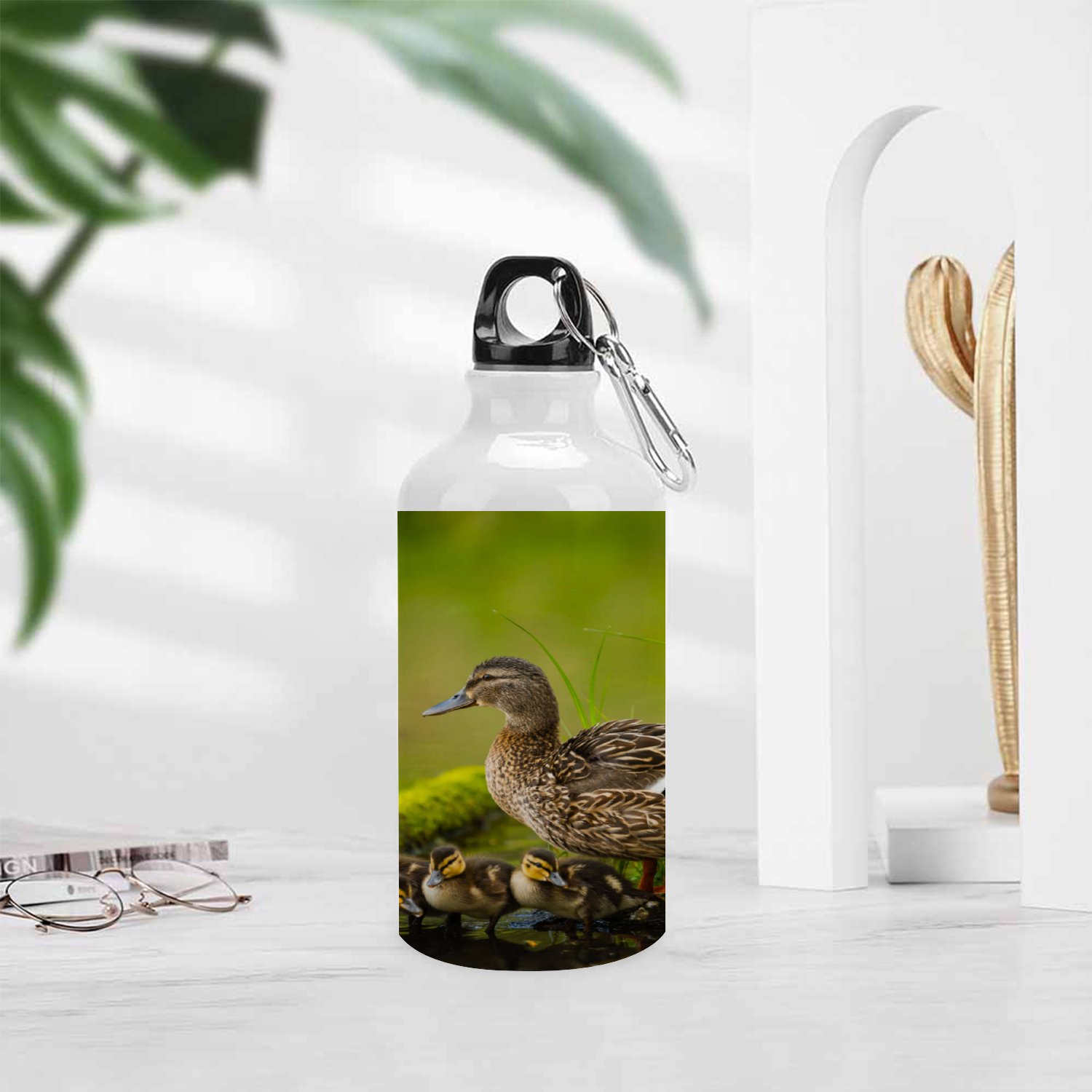 SKYSONIC 400ml Sport Aluminum Water Bottle,Little Ducklings,Sport Multipack Leak Proof Easy Carry Travel Bottle with Twist Cap for Gym Hiking Camping Running Bike Outdoor